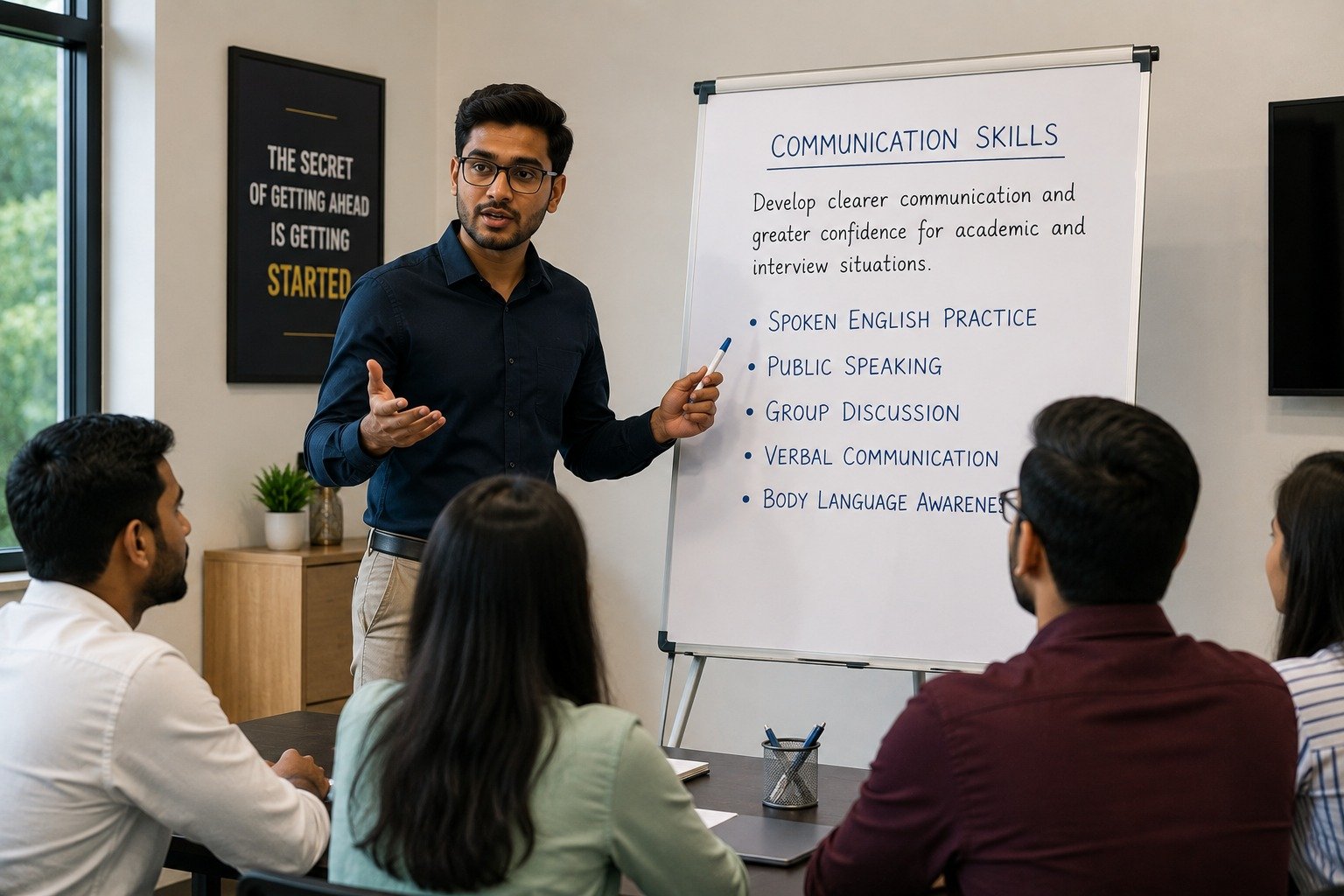 Students developing communication skills in classroom