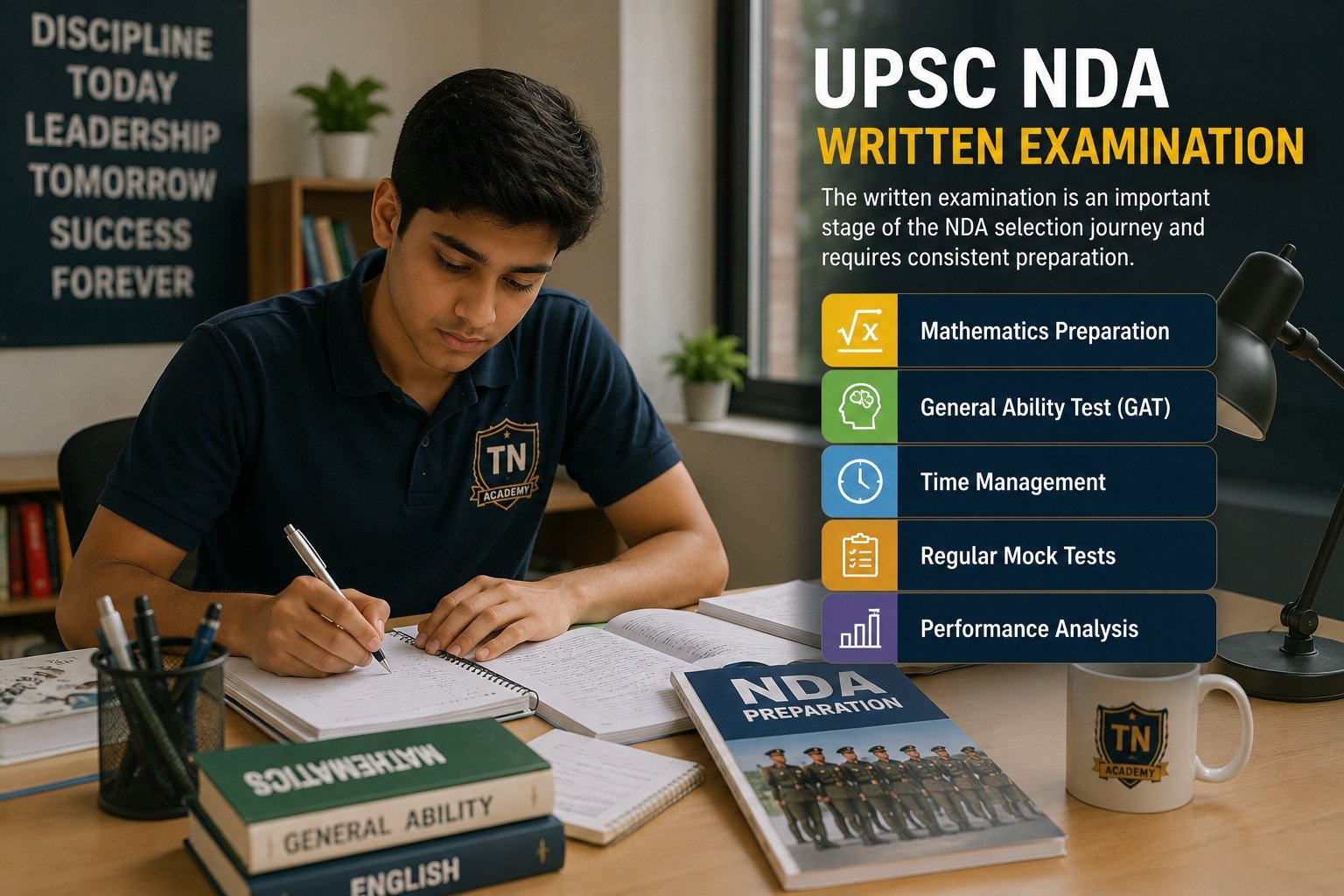 Student preparing for NDA examination