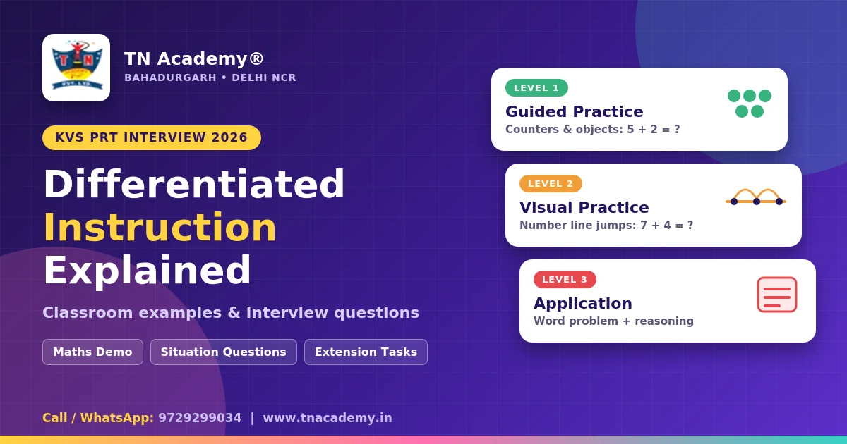 KVS PRT Interview 2026: Differentiated Instruction Kya Hai? Classroom Examples and Interview Questions
