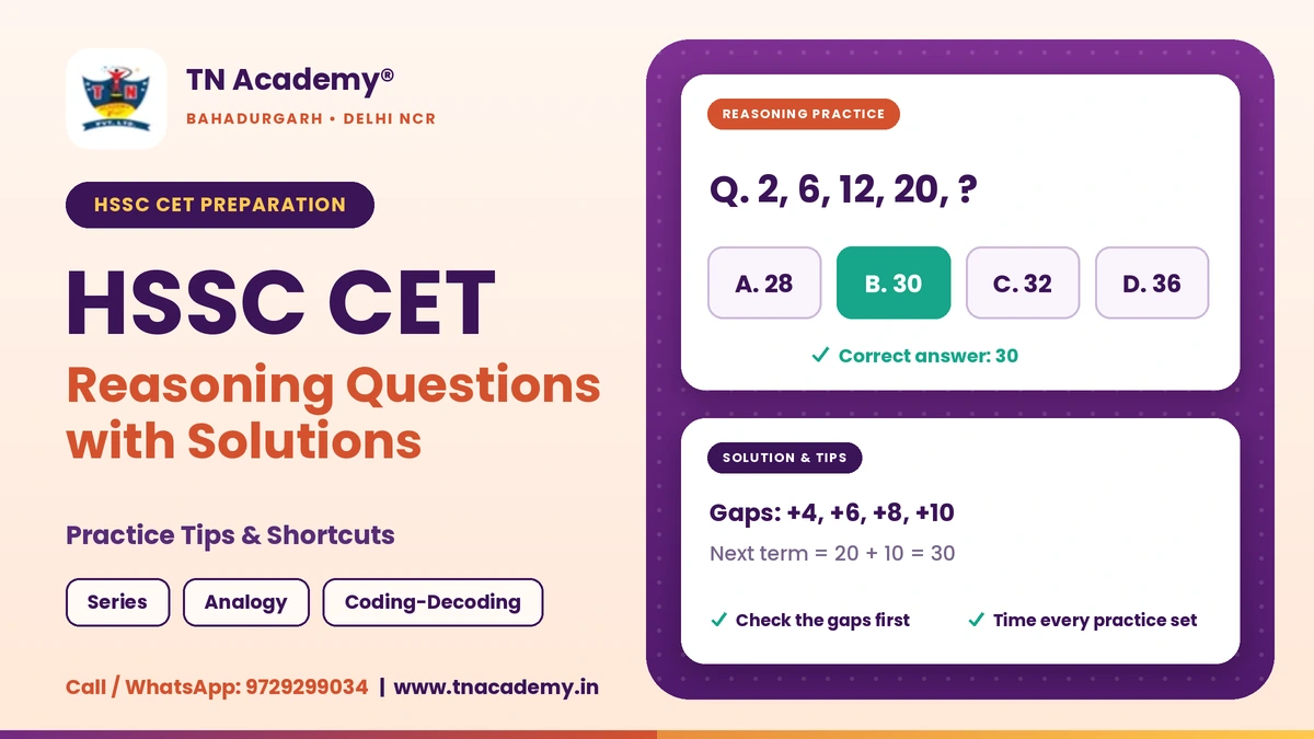 HSSC CET Reasoning Questions with Solutions and Practice Tips