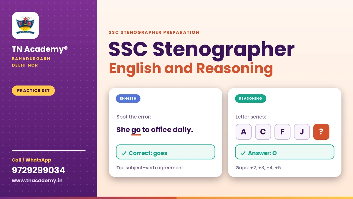 SSC Stenographer English and Reasoning Practice Set