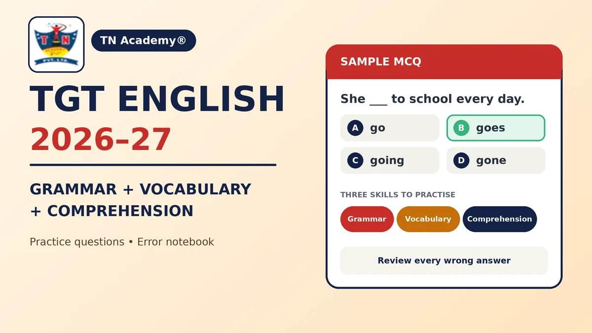 TGT English Preparation 2026–27: Grammar, Vocabulary and Comprehension Practice